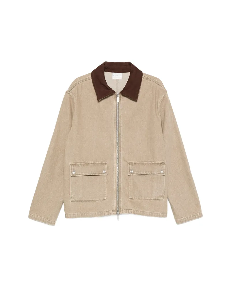 Drôle de Monsieur Contrast-collar Cotton Jacket Neutrals