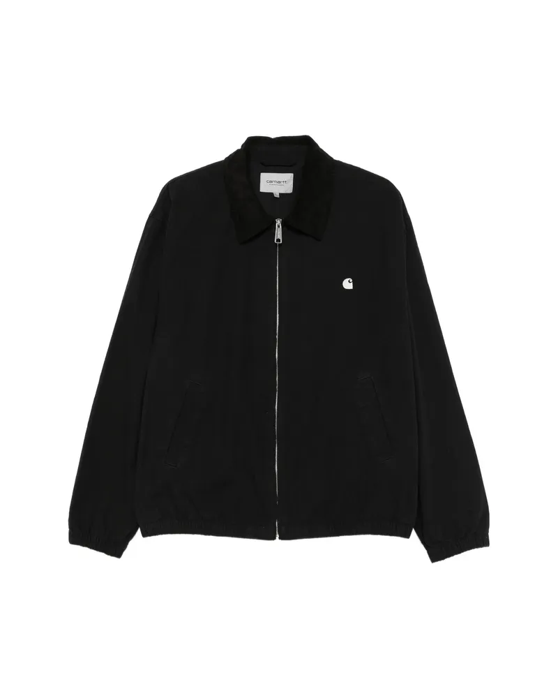 Carhartt WIP Madison Logo-embroidered Corduroy-collar Zip-up Ripstop Cotton Jacket Black