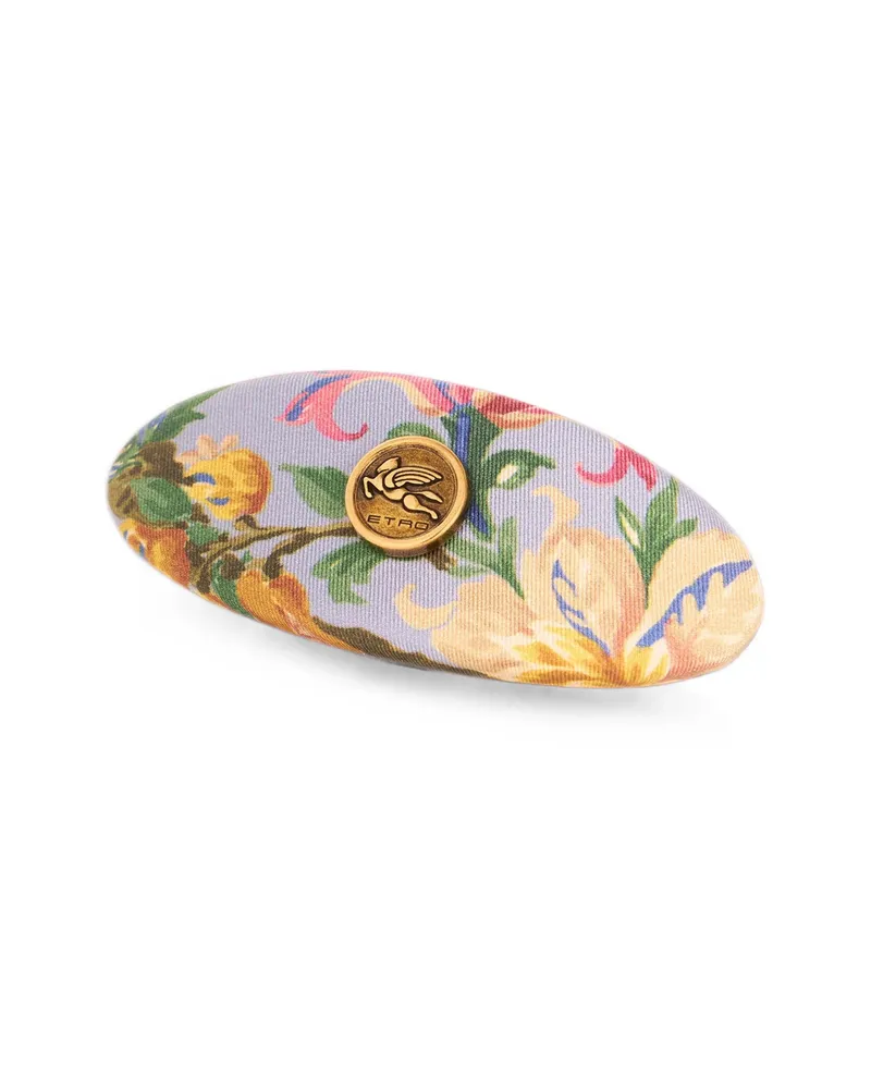Etro Silk Hair Clip With Floral Motif Purple