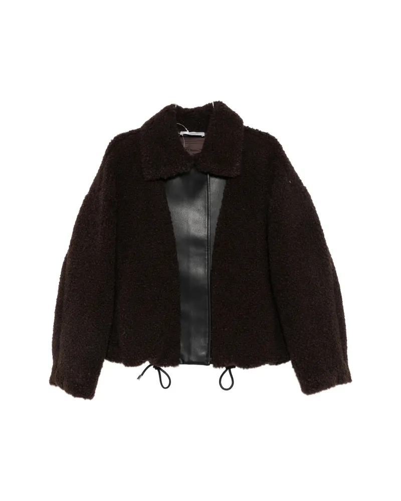 SPORTMAX Faux-shearling Buckled-collar Jacket Brown