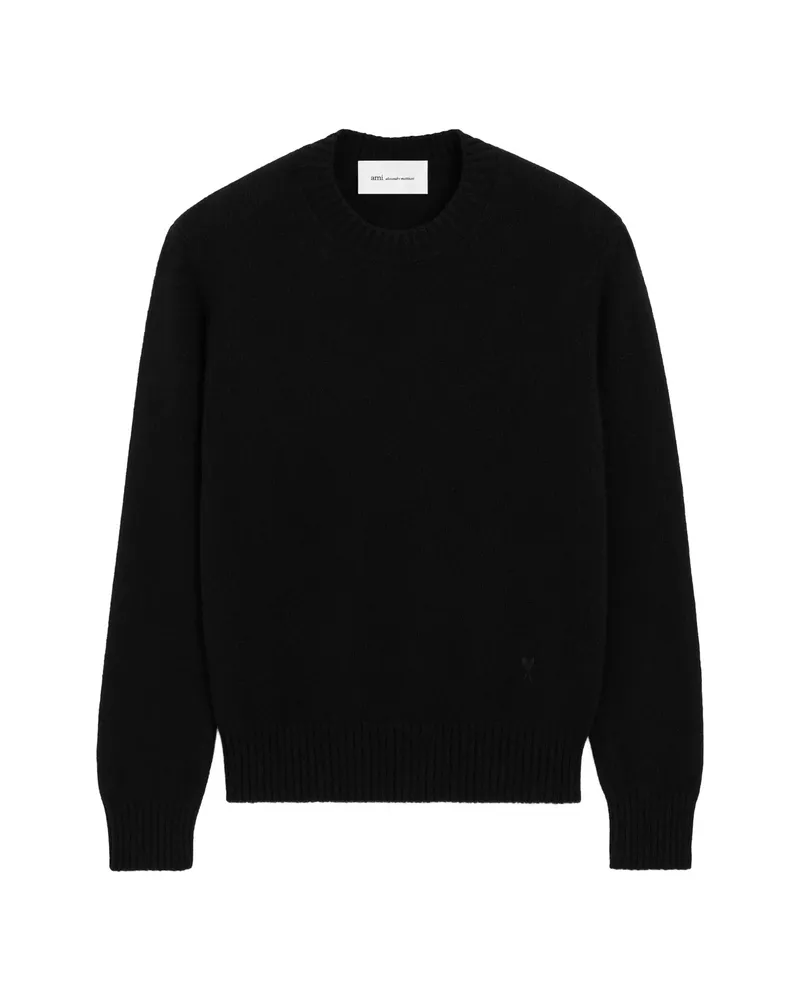 AMI Paris Crewneck Cashmere Sweater With Ami De Coeur Black