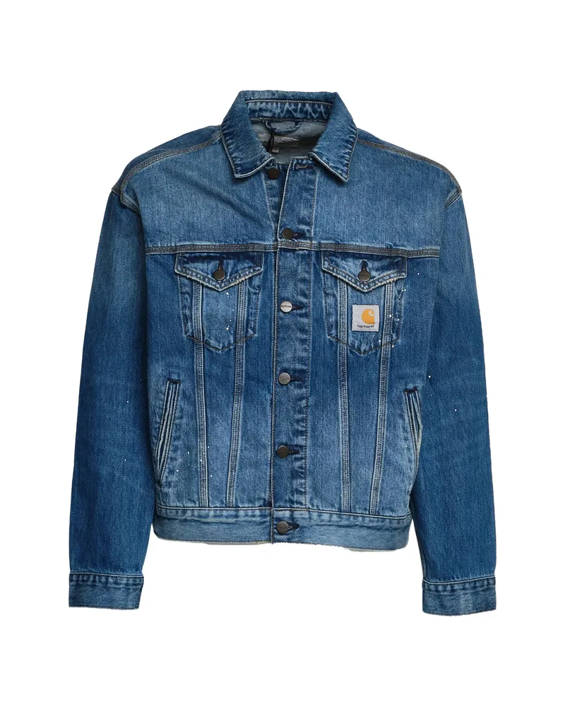 Carhartt WIP Helston Paint-splatter Denim Jacket Blue