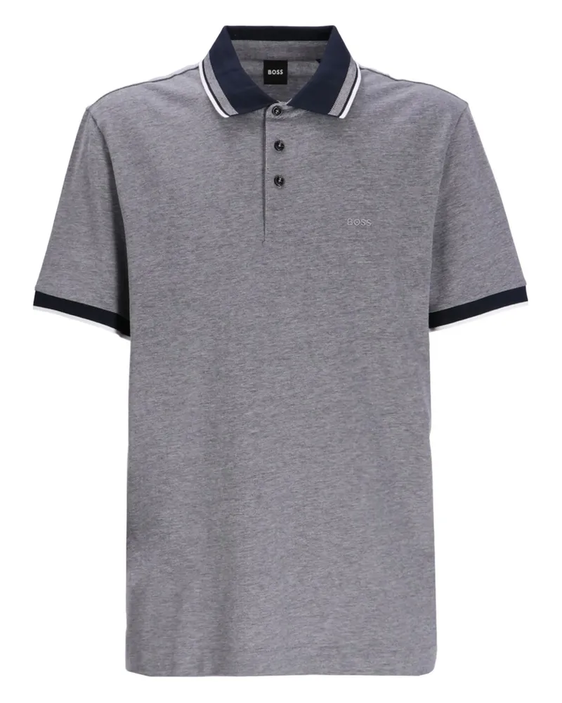 HUGO BOSS Embroidered-logo Cotton Polo Shirt Grey
