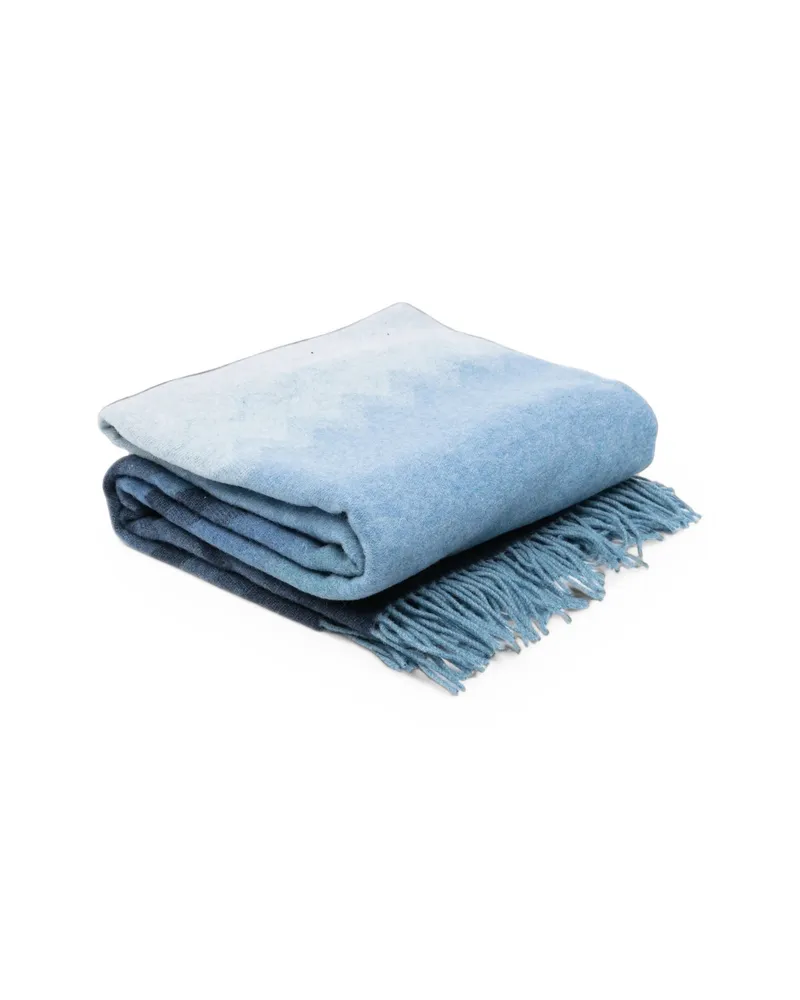 Missoni Home Zigzag-pattern Fringed Throw Blue