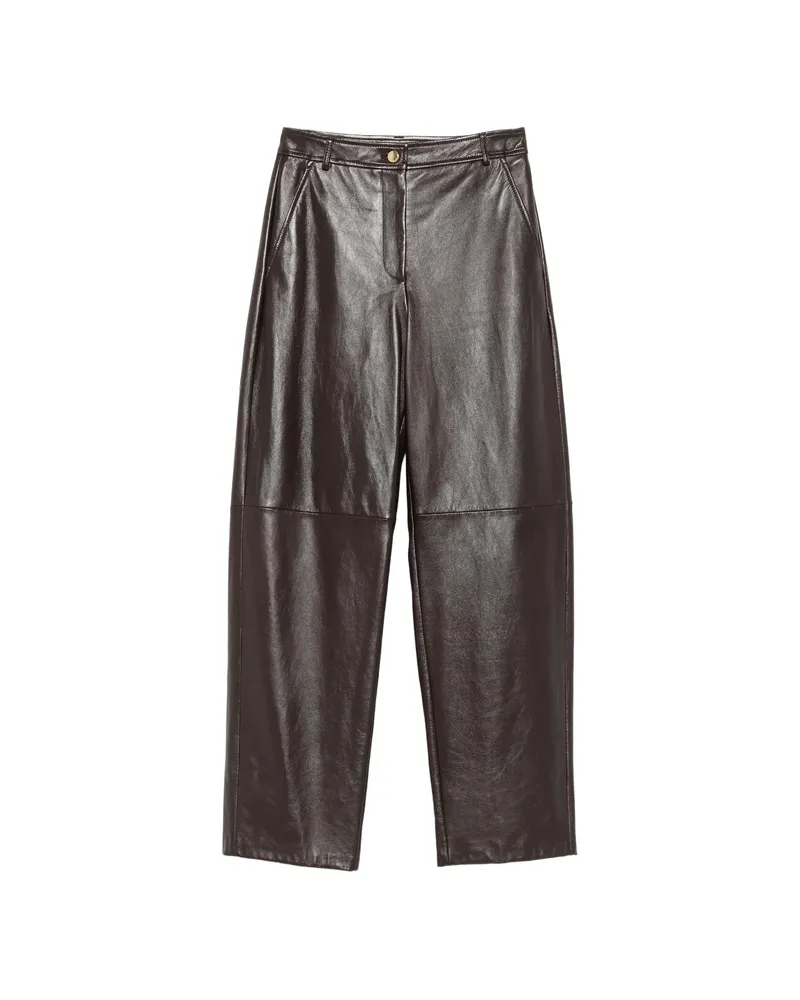 Max Mara Legno Wide-leg Leather Trousers Brown