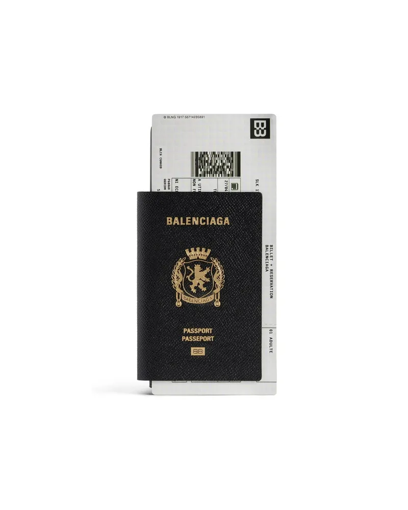 Balenciaga Passport Leather Wallet Black