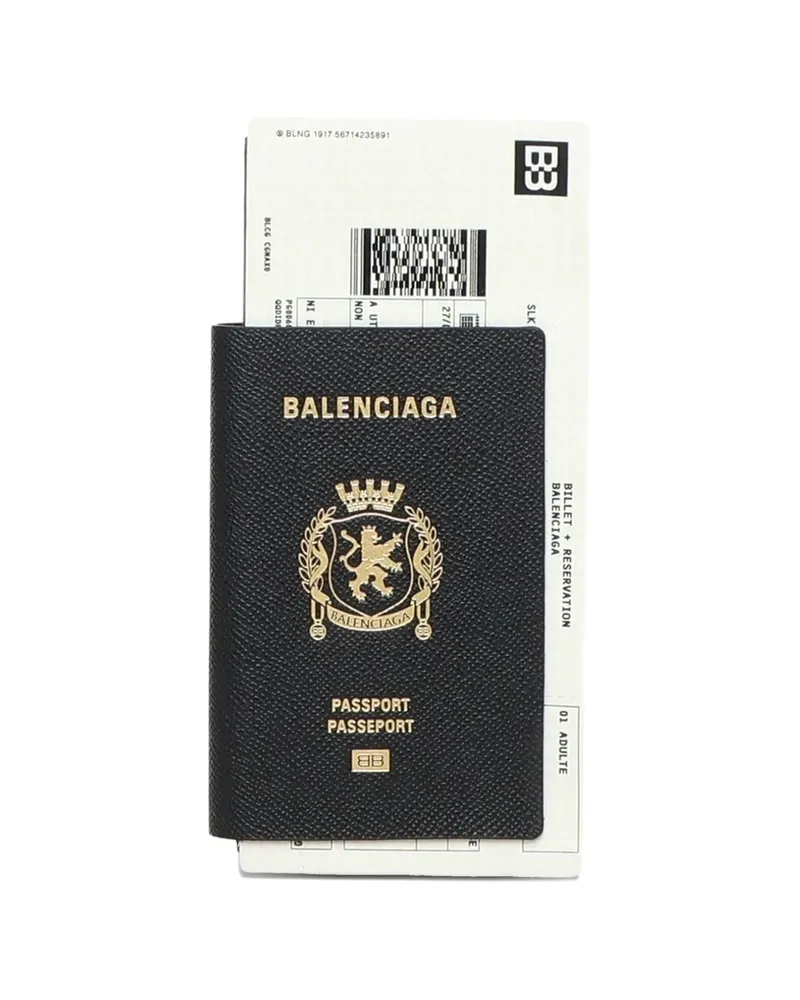 Balenciaga Long Wallet 1 Ticket Leather Wallet Black