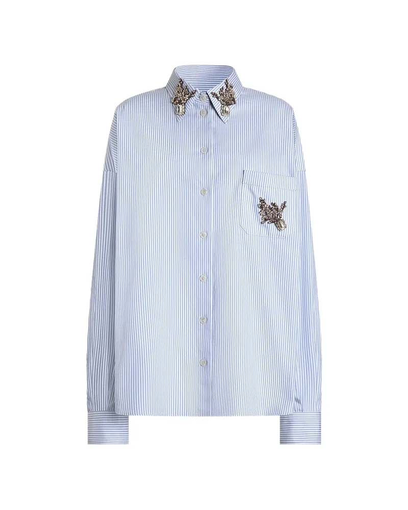 Dolce & Gabbana Striped Poplin Shirt Blue