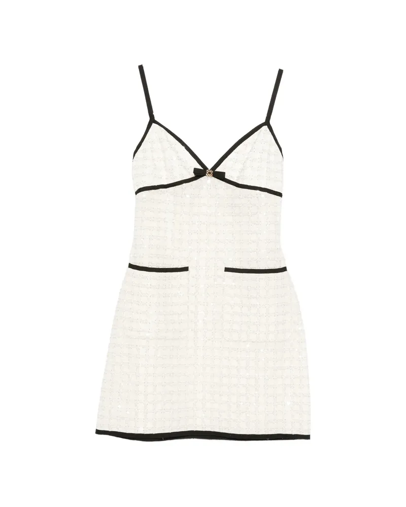 Elie Saab Sequined Mesh Mini Dress Neutrals