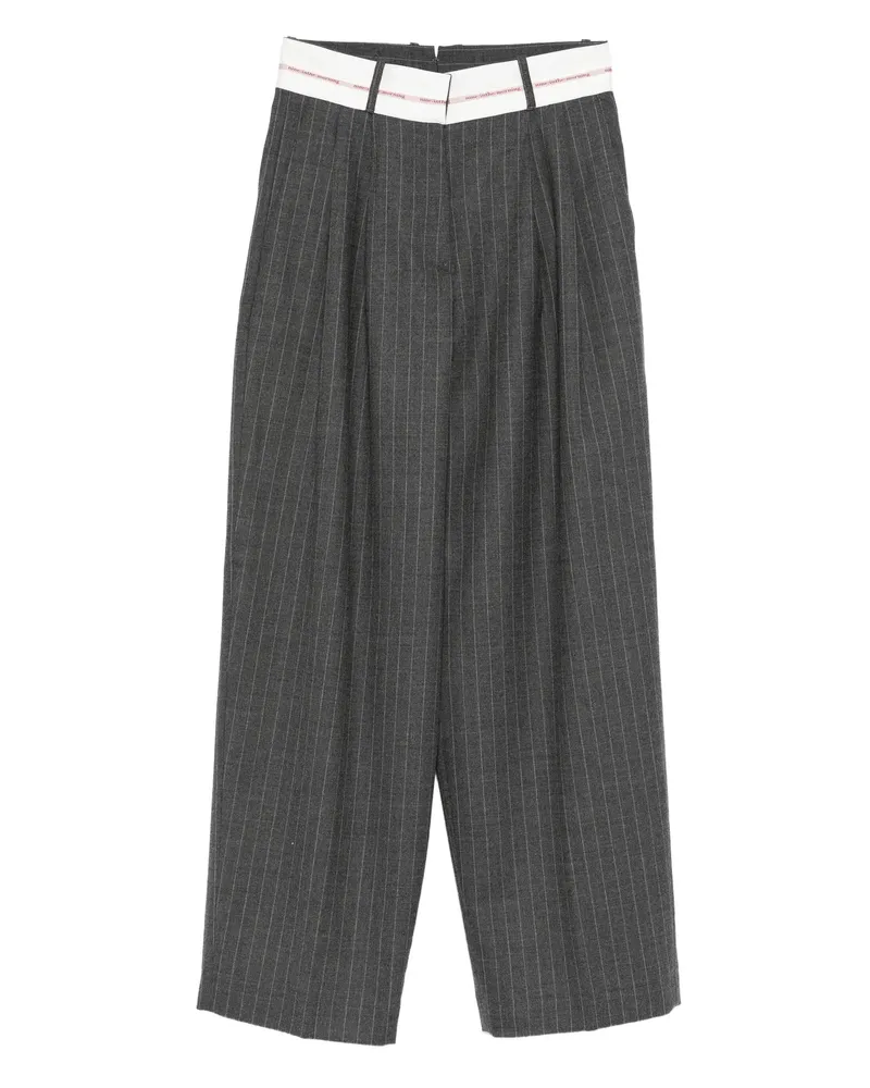 nine:inthe:morning Pinstripe-print Pleated Trousers Grey