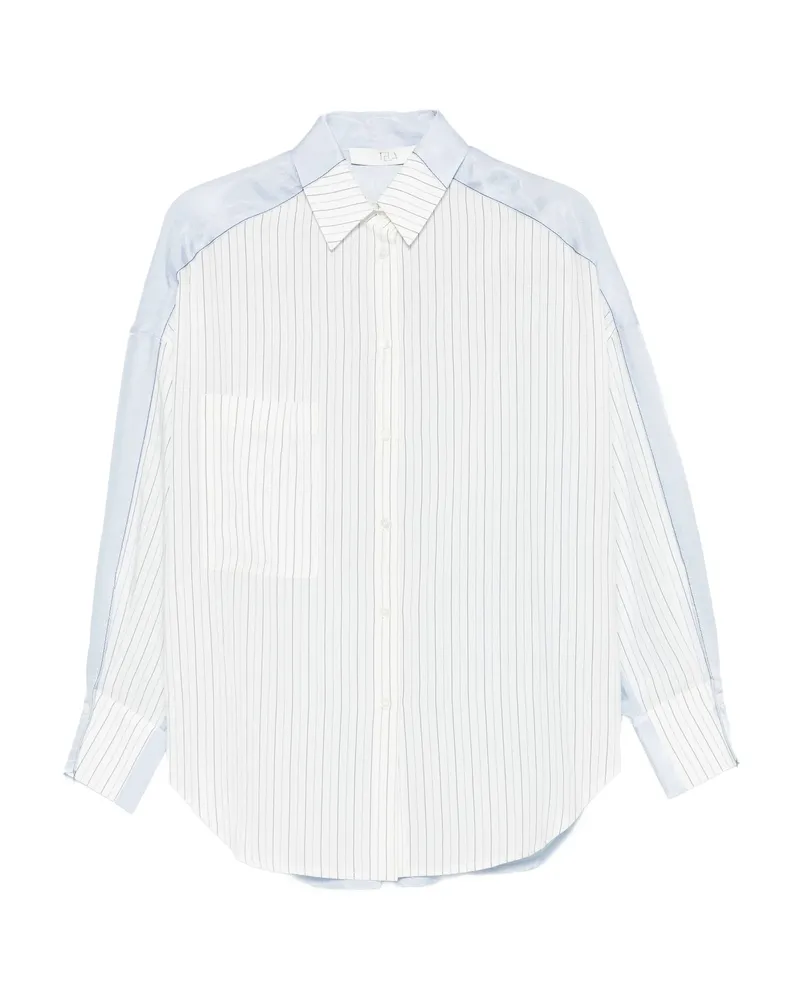 TELA Pinstripe Panelled Shirt White