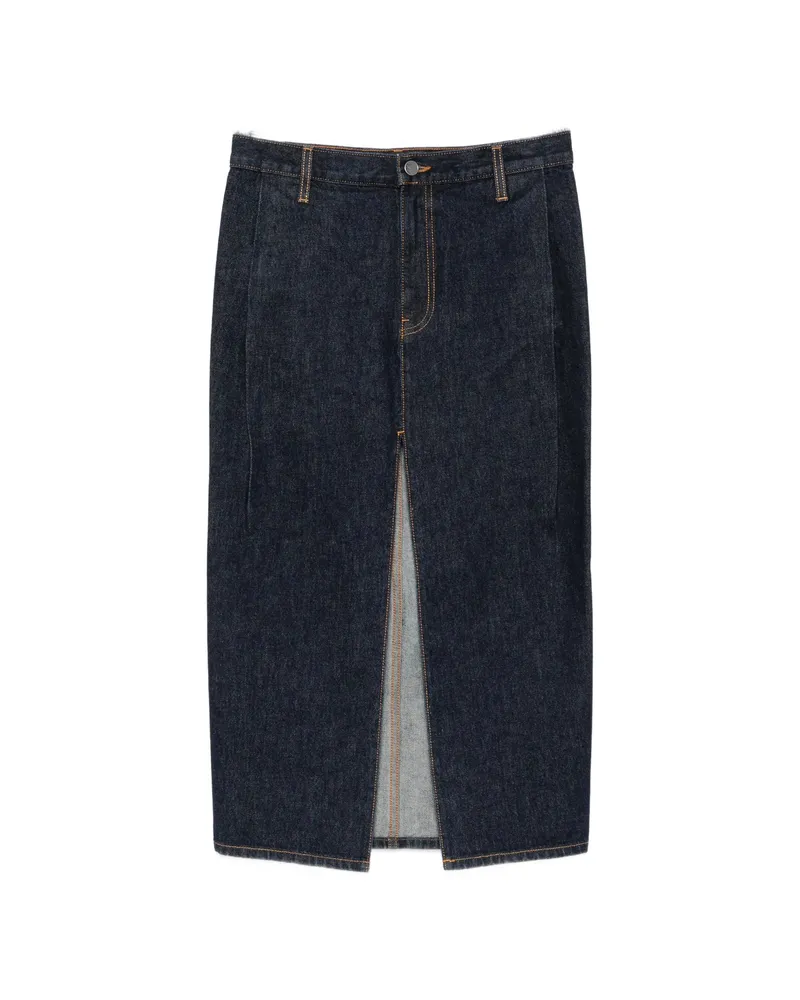 KHAITE Anden Front-slit Denim Skirt Blue