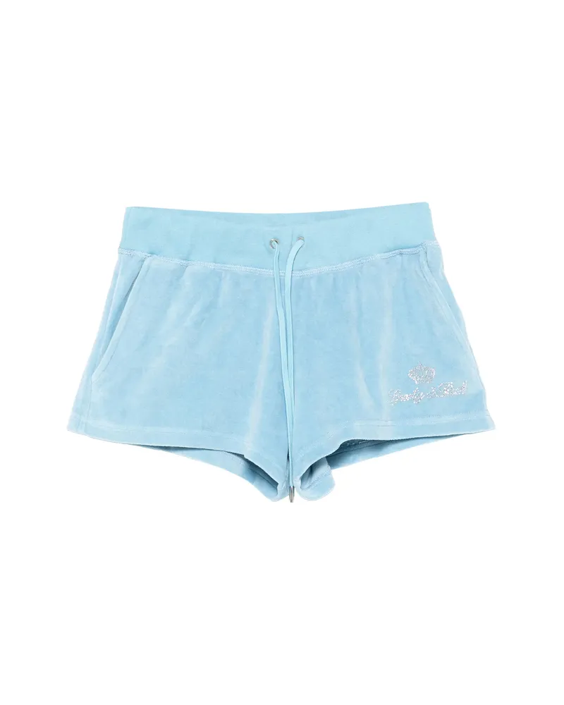 SPORTY & RICH X Juicy Couture Rhinestone-logo Velour Shorts Blue