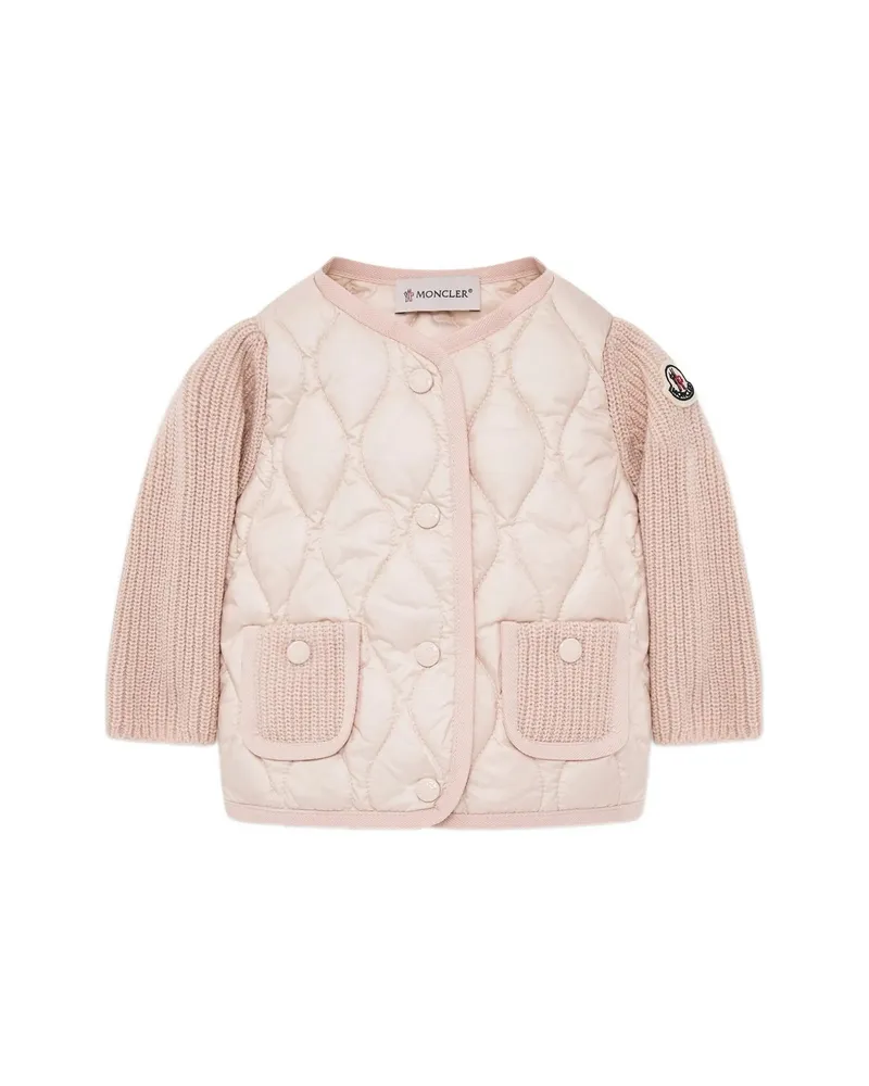 Moncler Quilted-panel Rib-knit Sweater Pink