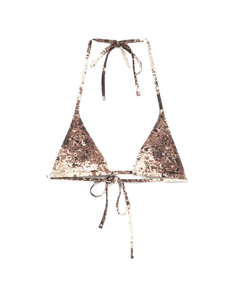 Frankies Bikinis Paradise Tie Triangle Bikini Top Brown