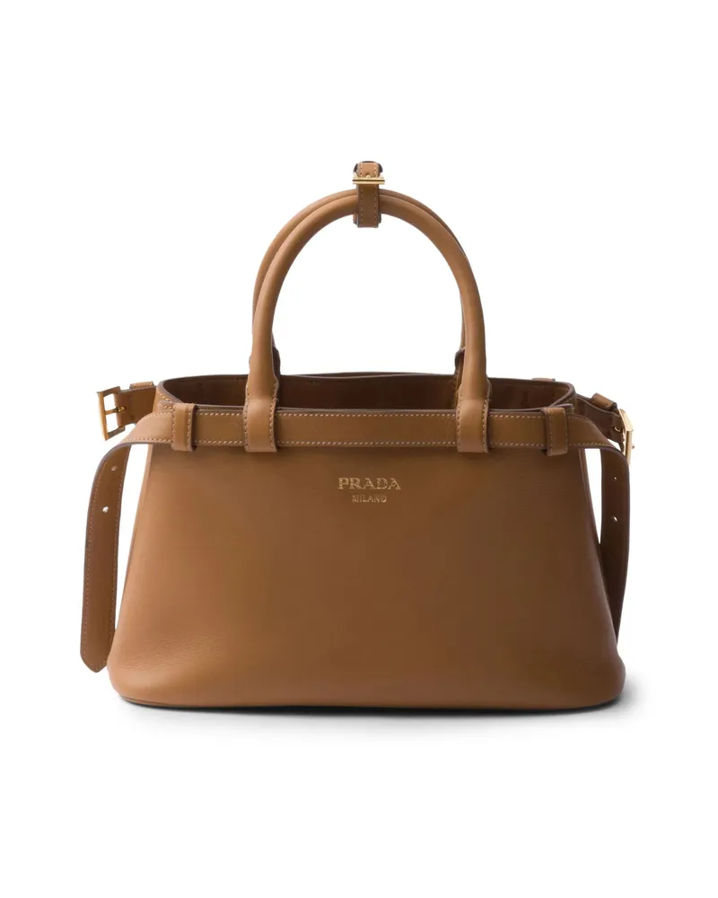 Prada Small Buckle Tote Bag Brown