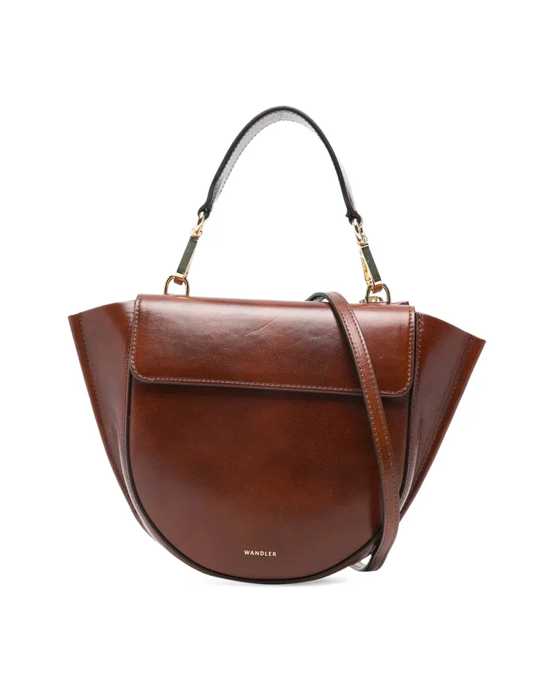 WANDLER Mini Hortansia Flap Top Handle Tote Bag Brown