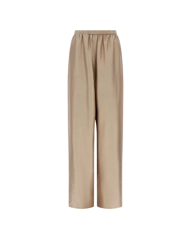 Ferragamo Silk Trousers Neutrals