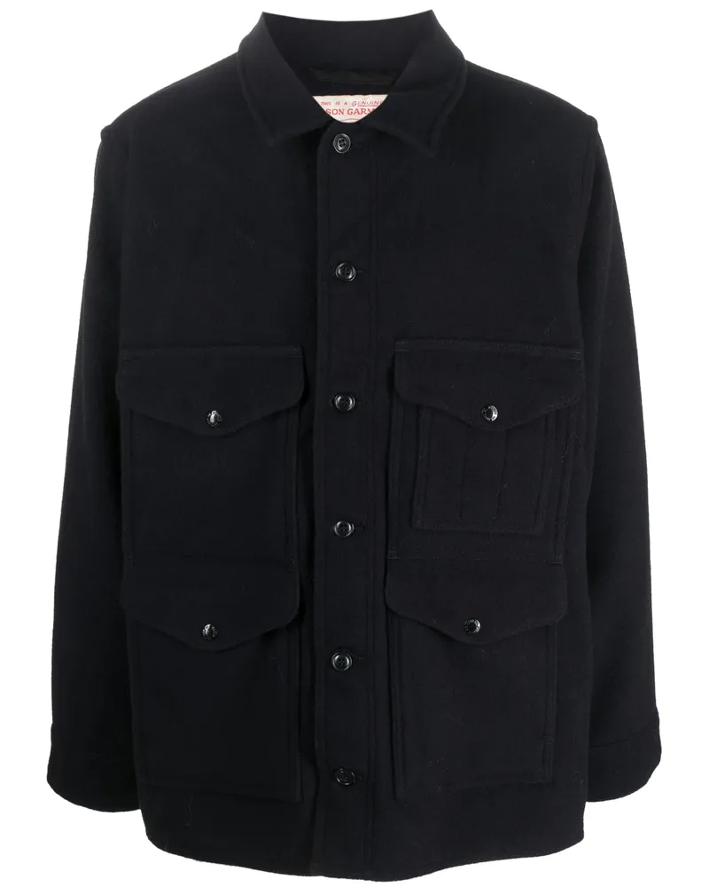 Filson Flap-pockets Wool Shirt Jacket Blue