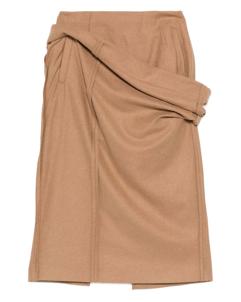 The Garment Draped Layered Midi Skirt Brown