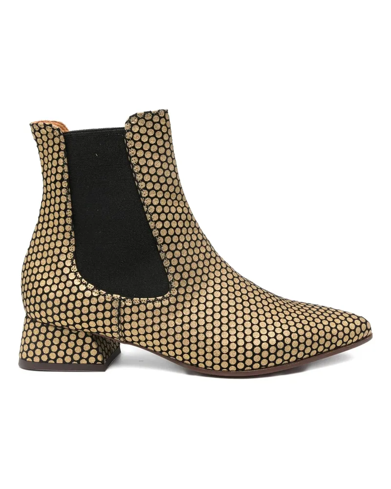 Chie Mihara 35mm Pointed-toe Polka-dot Boots Gold