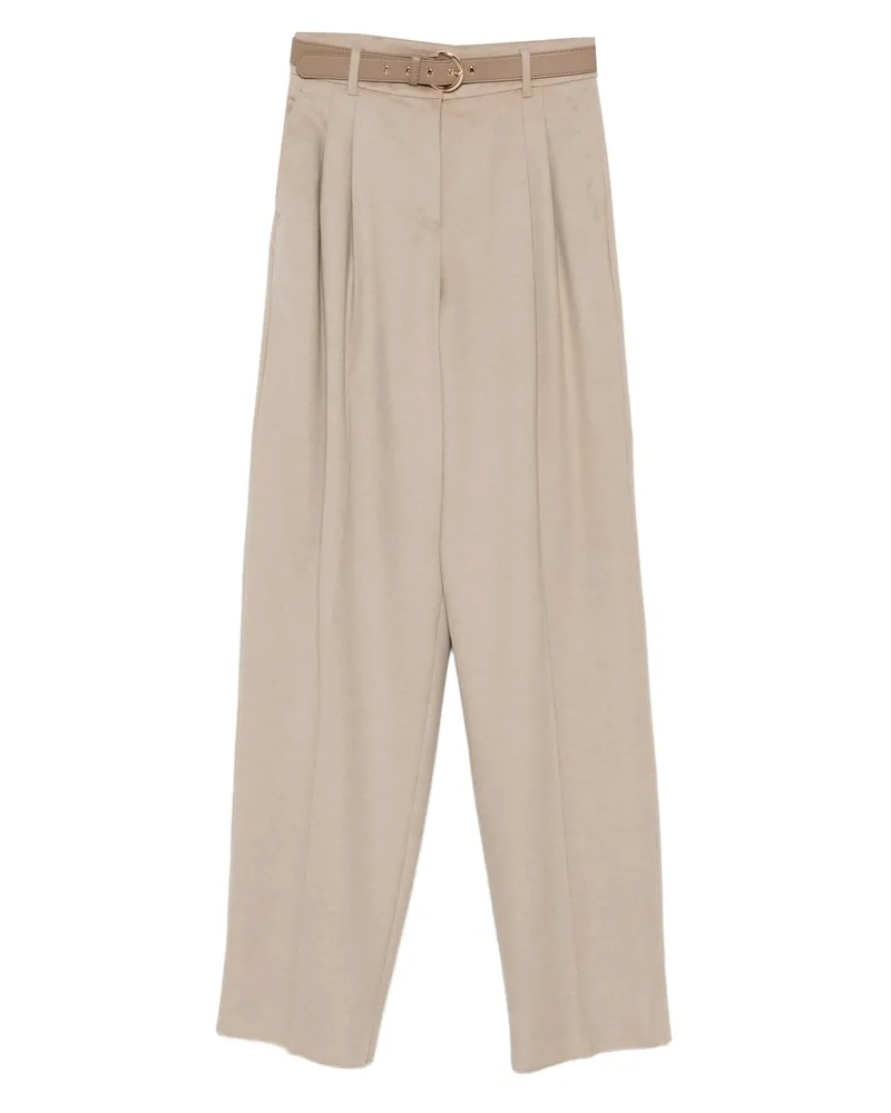 Max Mara Pleated Belted Trousers Neutrals