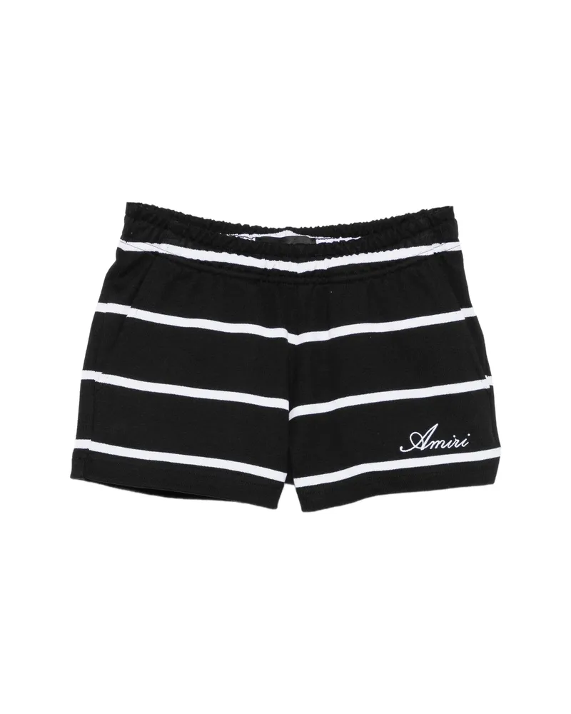 Amiri Striped Logo-embroidered Shorts Black