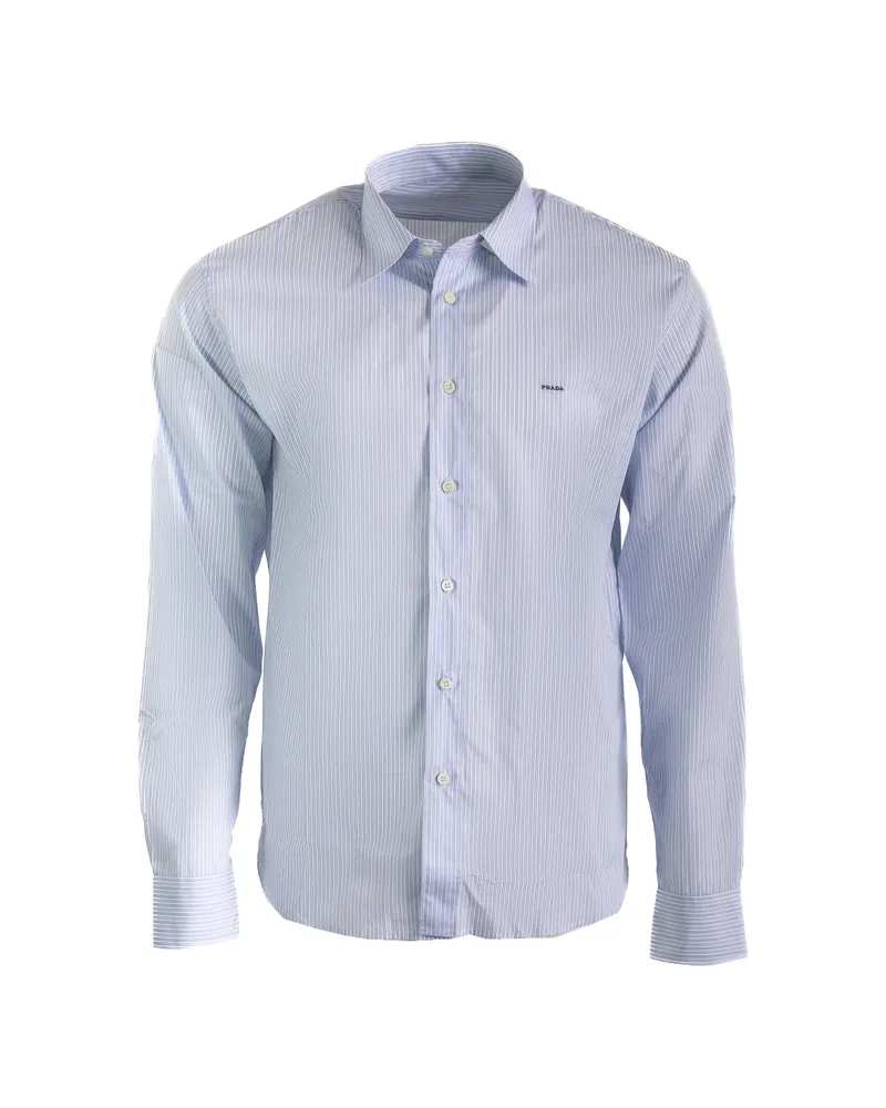 Prada Striped-pattern Long-sleeve Shirt Blue