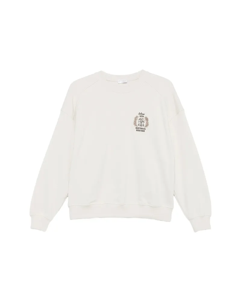 Brunello Cucinelli Sartorial Heritage Embroidered Sweater Neutrals
