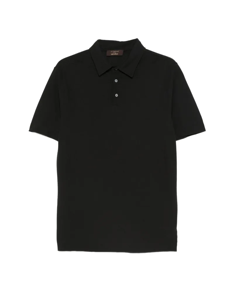 Zanone Buttoned Short-sleeve Polo Shirt Black