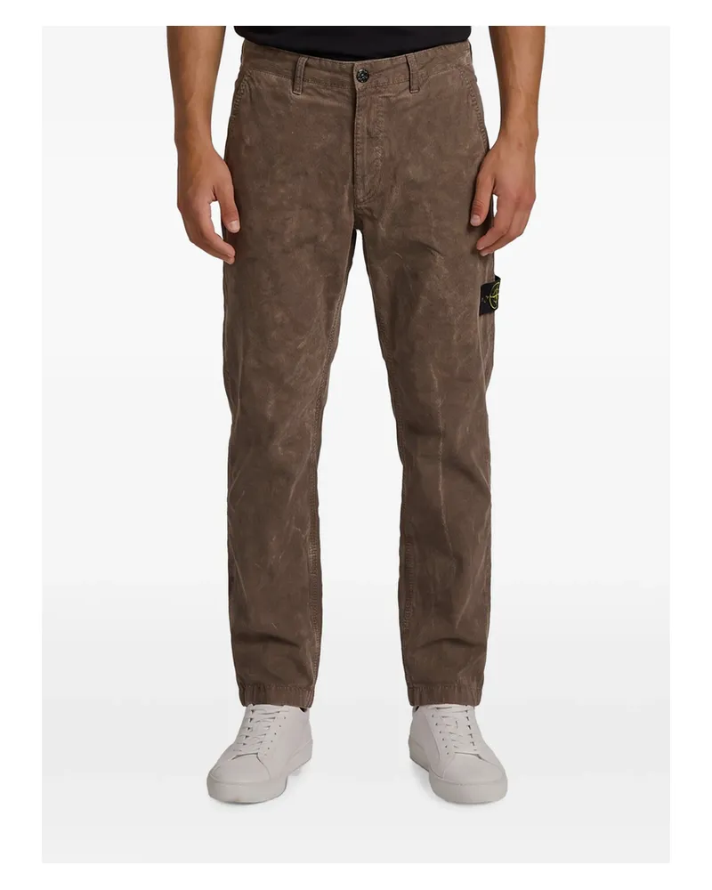 Stone Island Terra-effect Corduroy Trousers Brown
