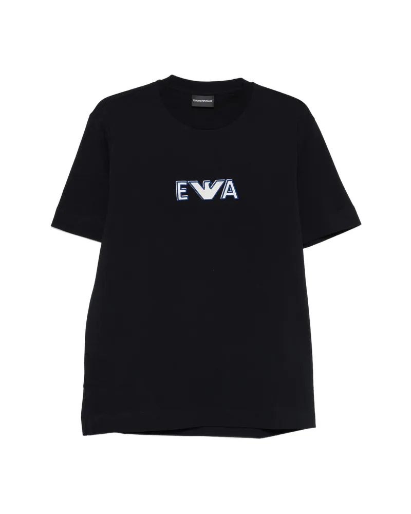 Emporio Armani Logo-embroidered T-shirt Blue