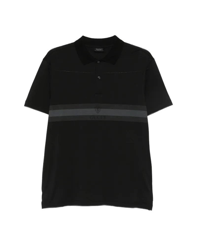 Gucci Logo-print Striped Polo Shirt Black