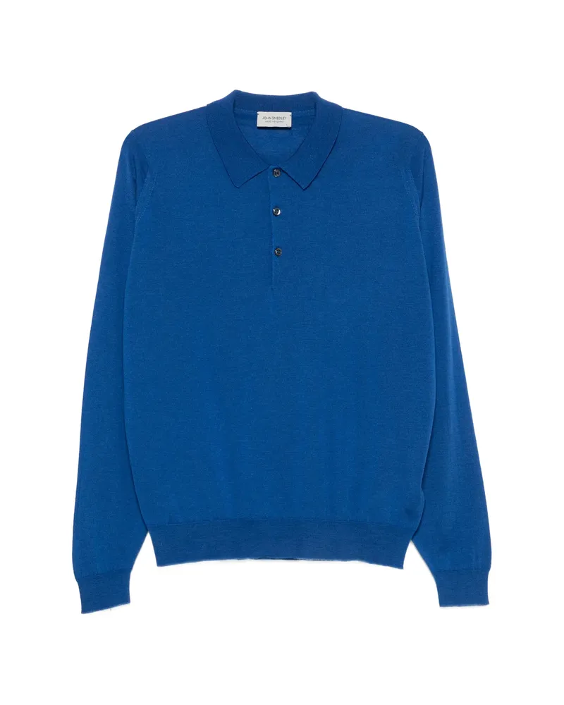 John Smedley Belper Long-sleeve Polo Sweater Blue
