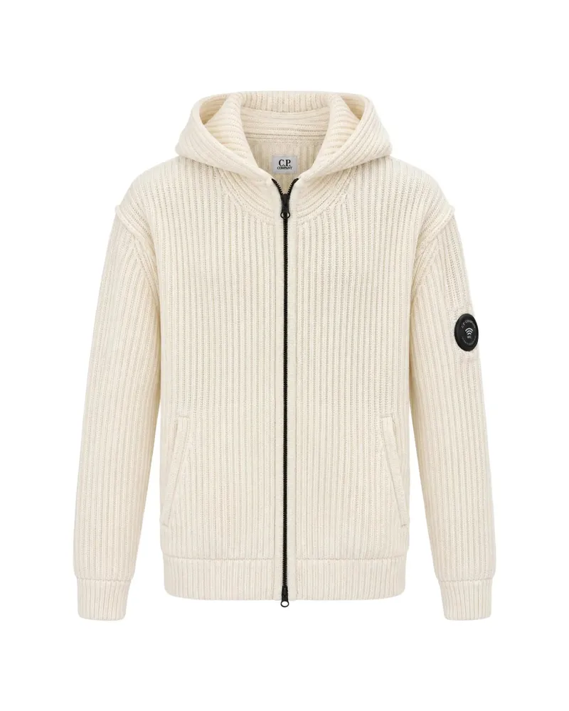 C.P. Company C. p. Company Ribbed-knit Lens Hoodie Neutrals