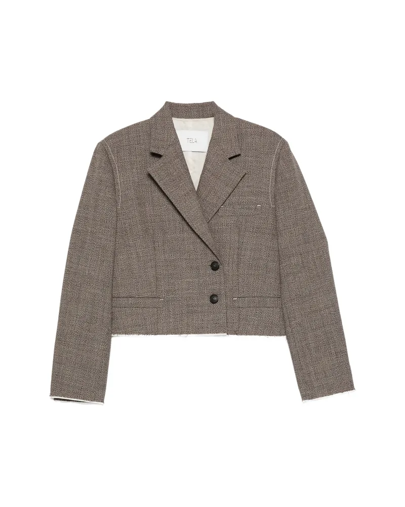 TELA Cropped Double-breasted Jacket Brown