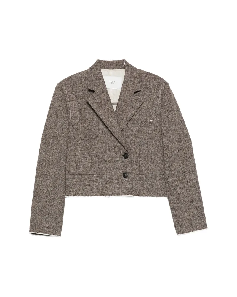 TELA Cropped Double-breasted Jacket Brown