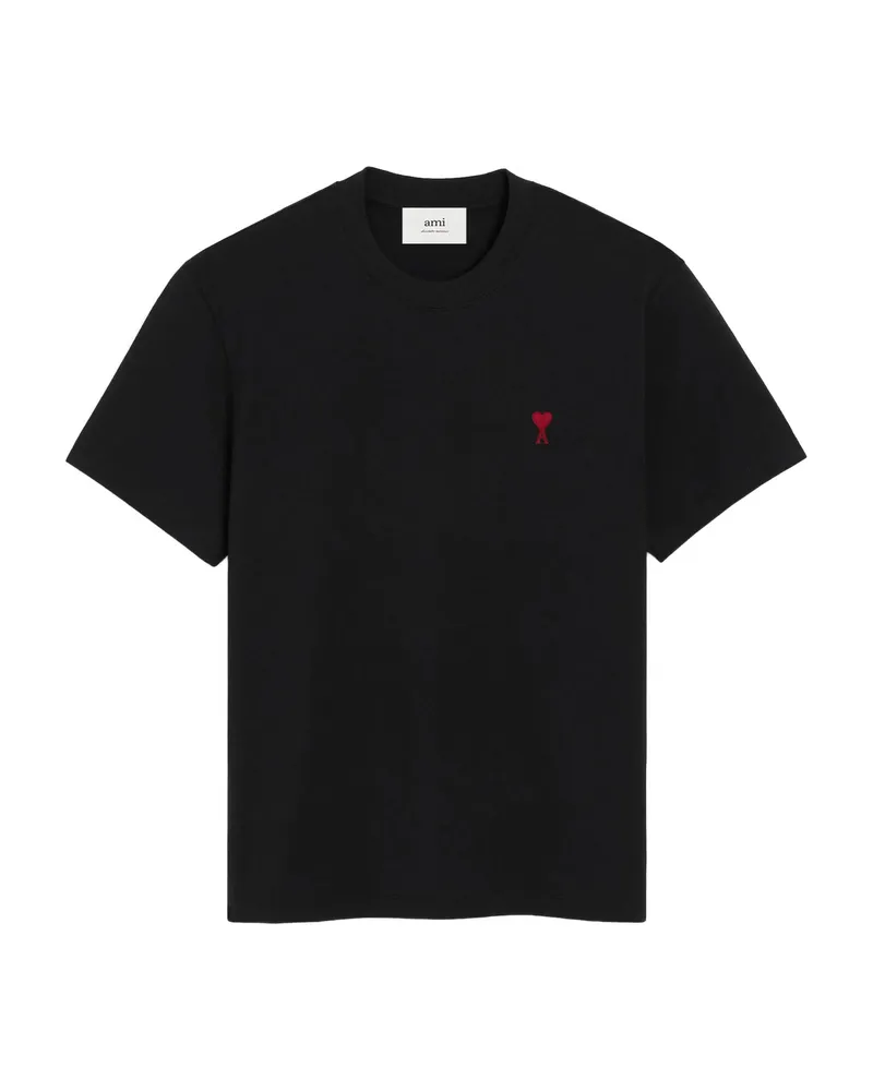 AMI Paris Ami De Coeur Organic-cotton T-shirt Black