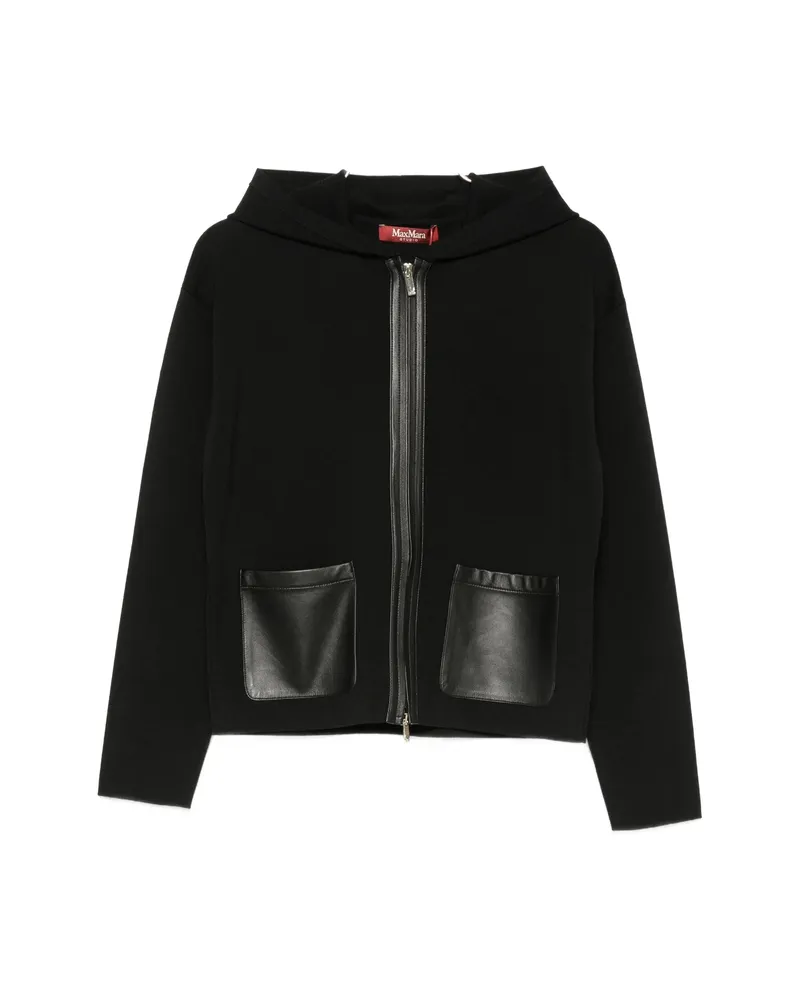 Max Mara Leather-pocket Hoodie Black