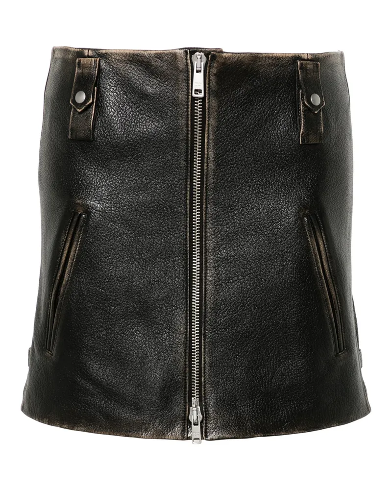 Prada Leather Mini Skirt Black