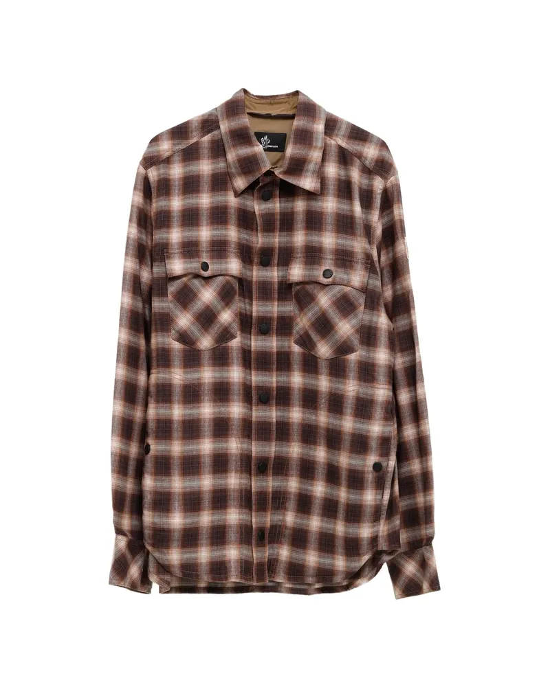 Moncler Check-pattern Long-sleeve Shirt Brown