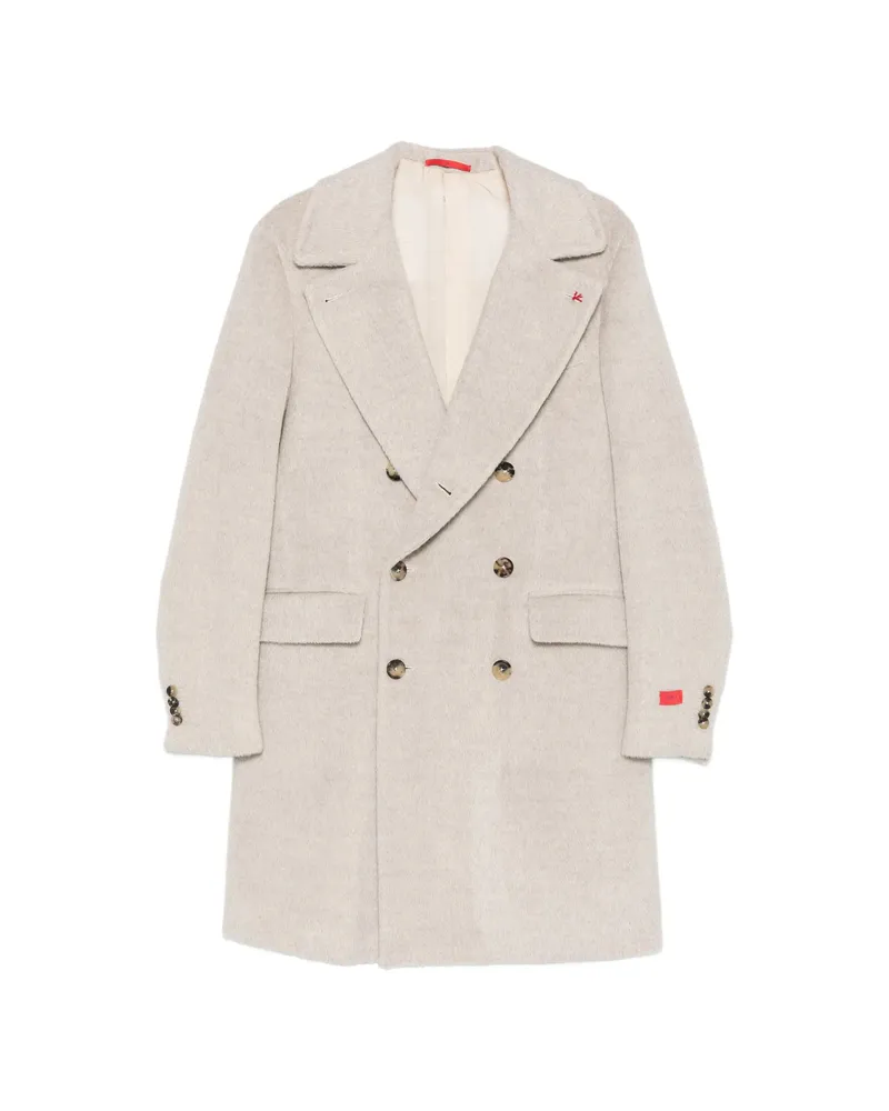Isaia Double-breasted Coat Neutrals