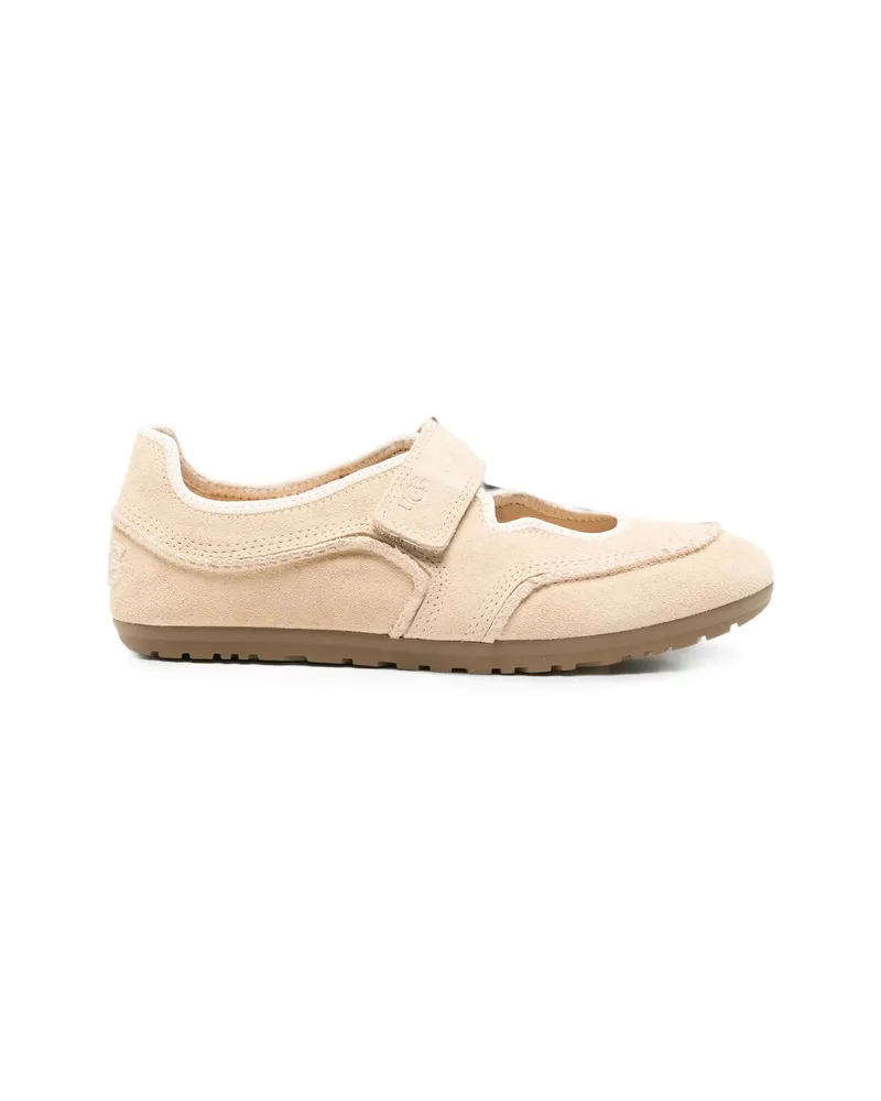 UGG Mary Jane Touch-strap Suede Ballet Flats Neutrals