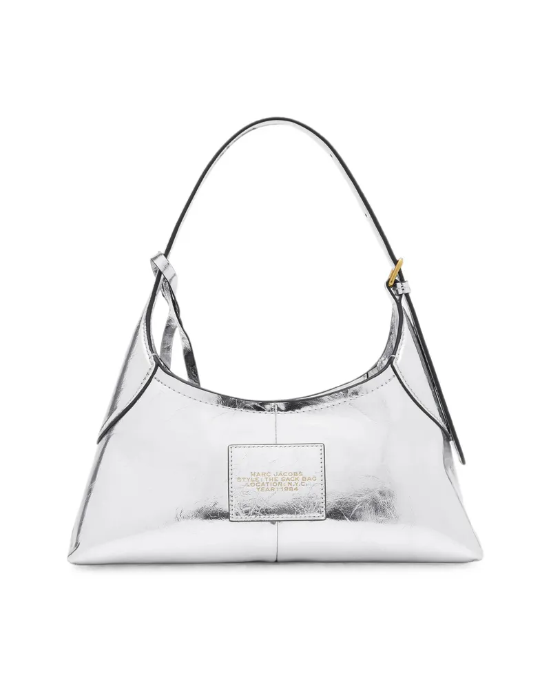 Marc Jacobs Small Belted Sack Bag In Metallic Crinkle Leather Silver