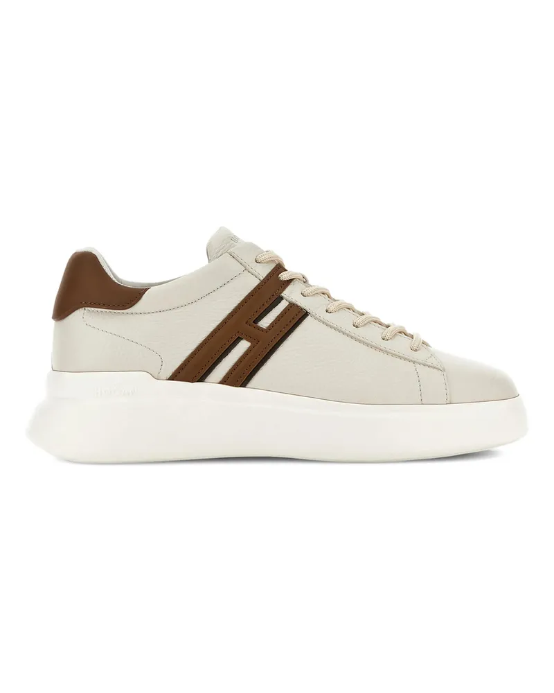 Hogan H580 Logo-detail Leather Sneakers Neutrals