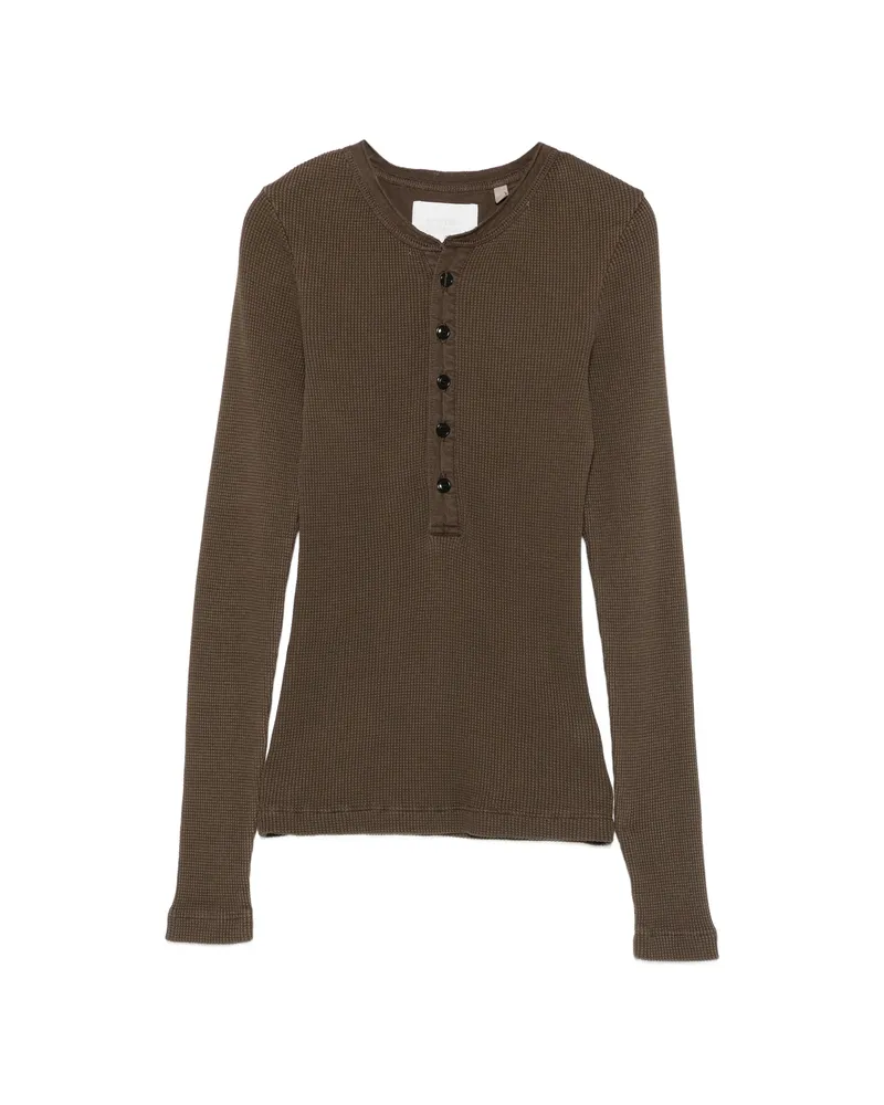 Citizens of humanity Drea Waffle-knit Henley Top Green