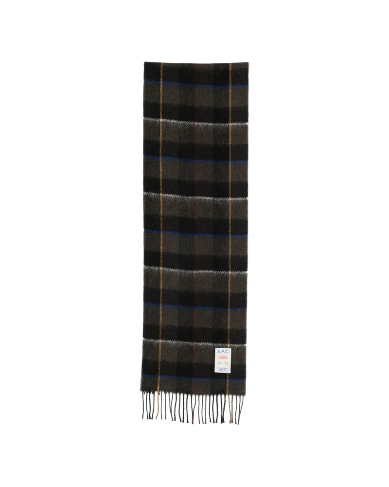 A.P.C. A. p.c. Checked Fringed Scarf Black
