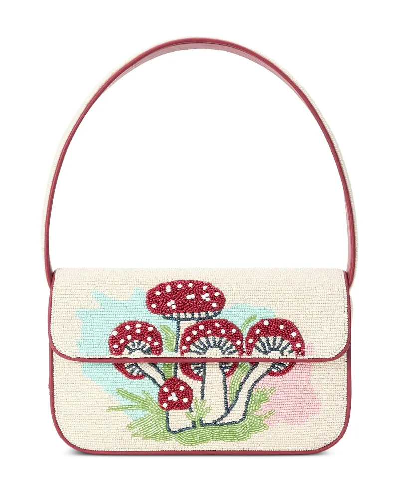STAUD Tommy Beaded Mushroom Tote Bag Neutrals