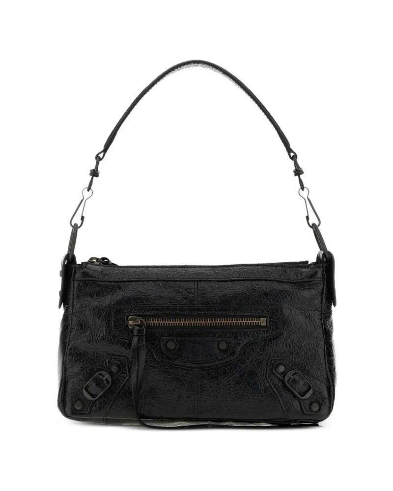 Balenciaga Mini Le City Moto Leather Shoulder Bag Black