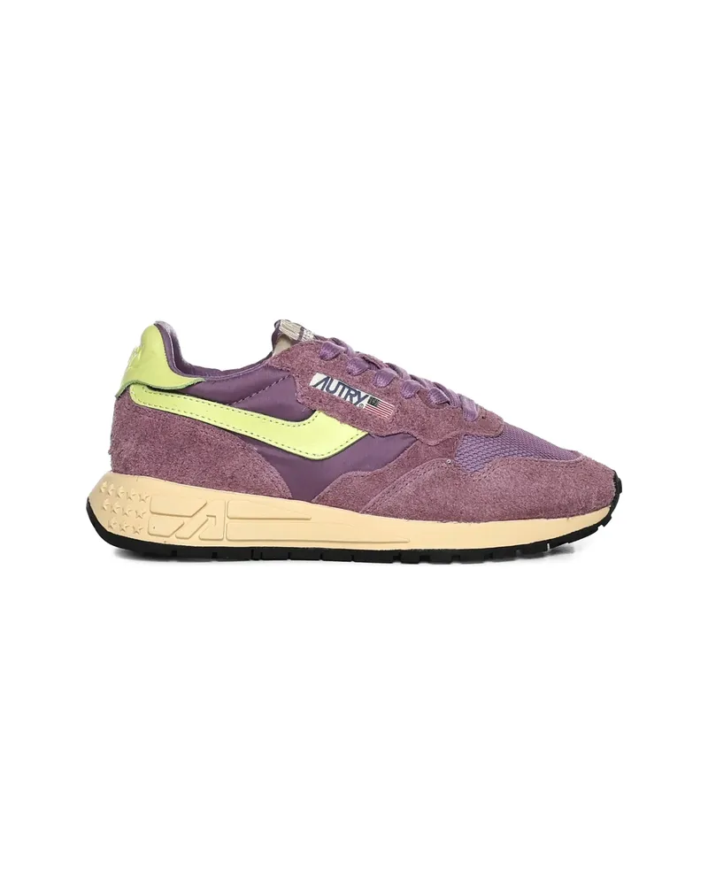 AUTRY Mesh Leather Trainers Purple